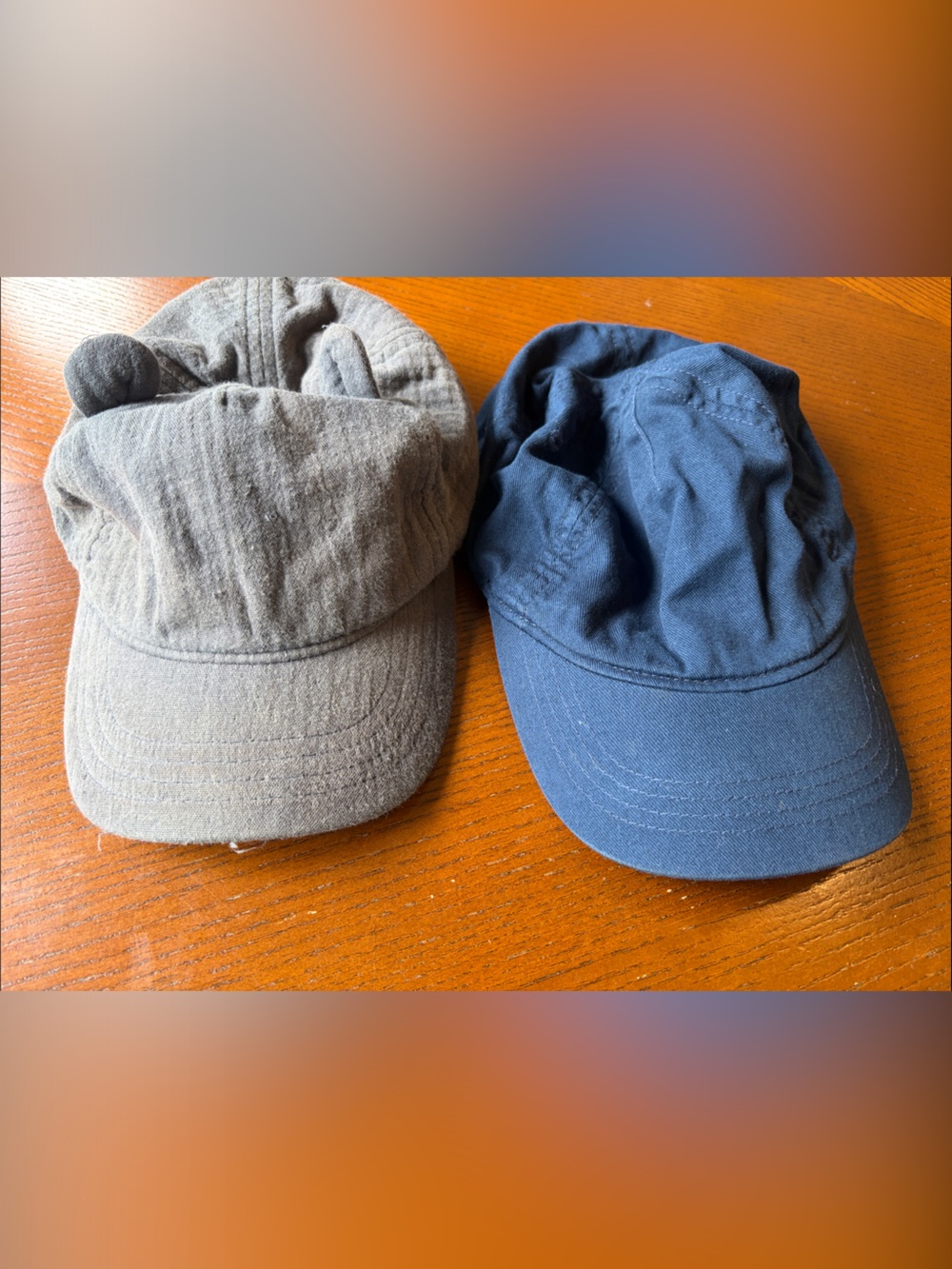 Toddler Casual Blue and Gray Cotton Cap Set Size 3T/4T